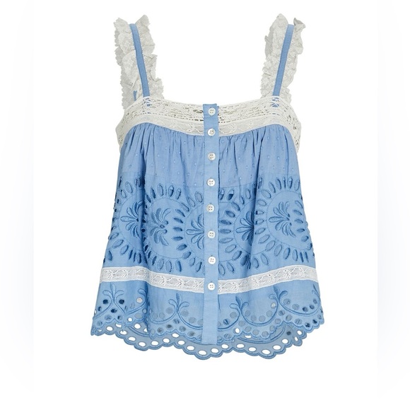 LOVESHACKFANCY Sully Broderie Anglaise Tank Top - Picture 1 of 8